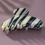 Large colorful striped acetate hair claw clip