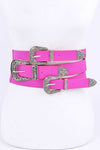 Triple Buckle Elastic Wide Belt