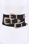 Triple Buckle Elastic Wide Belt