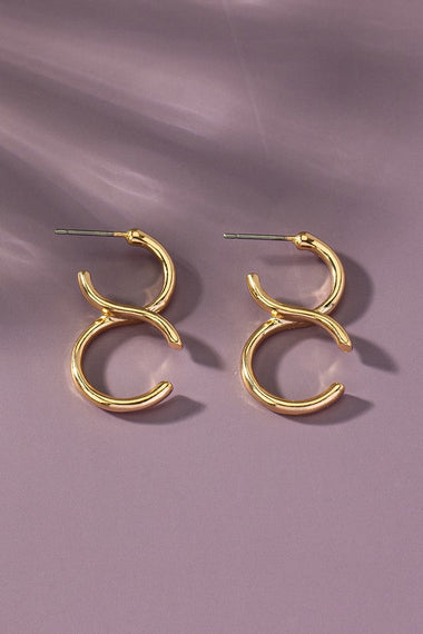 Brass double C hoop earrings