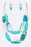 Mix Tone Resin Layer Necklace Set