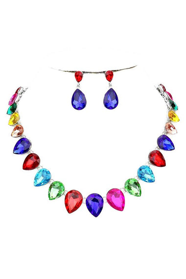 Pear Connection Crystal Necklace Set