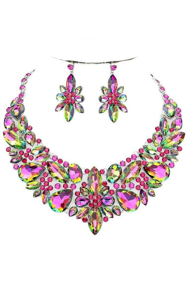 Floral Crystal Necklace Set
