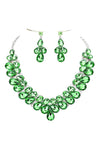 Double Row Pear Crystal Necklace Set