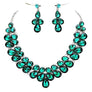 Double Row Pear Crystal Necklace Set