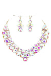 Double Row Pear Crystal Necklace Set