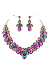 Double Row Pear Crystal Necklace Set