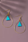 Teardrop wire hoop with triangle stones