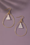 Teardrop wire hoop with triangle stones