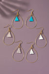 Teardrop wire hoop with triangle stones