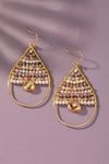 Faceted glass beaded teardrop hoop earrings