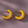 Leather cord wrapped texture hoop earrings