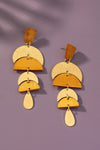 Linear wood and metal drop earrings