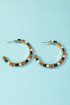 wood beaded hoop earrings