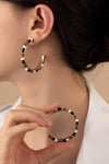 wood beaded hoop earrings