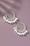 Curb chain hoop earrings with pearl drops