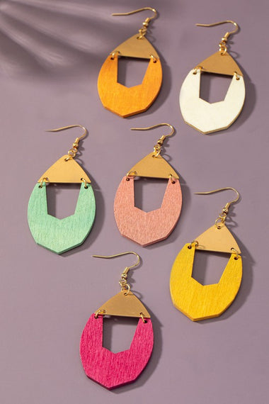 Wood arch drop earrings