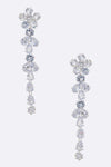 CZ Flower Long Chandelier Earrings