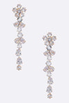 CZ Flower Long Chandelier Earrings