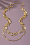 3 ROW DELICATE PAPERCLIP CHAIN NECKLACE