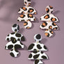 geo shape animal print drop earrings