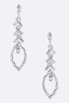 CZ Baguette Stone Long Drop Earrings