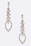 CZ Baguette Stone Long Drop Earrings