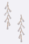 CZ Leafy Long Drop Earrings