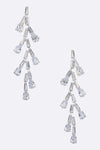 CZ Leafy Long Drop Earrings