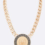 Lion Emblem Pendant Statement Necklace Set