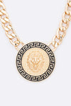 Lion Emblem Pendant Statement Necklace Set