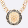 Lion Emblem Pendant Statement Necklace Set