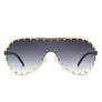 Oversize Rhinestone Fashion Aviator Sunglasses