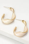 Twisted flat wire hoop earrings with enamel