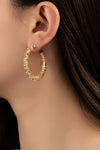 Textured hoop earrings with rhinestones