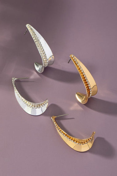 Saddle hoop earrings with rhinestones