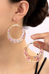 Dried flower resin hoop earrings