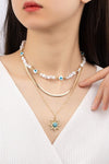 3 necklaces set with pearl evil eye and sun