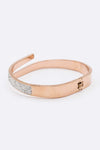 Crystal Pave Stainless Steel Open Bangle