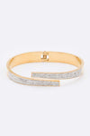 Crystal Pave Stainless Steel Open Bangle