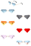 Rimless Triangle Diamond Party Tinted Sunglasses