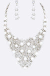Crystal Pearl Red Carpet Statement Necklace Set