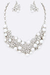 Crystal Pearls Formal Statement Necklace Set