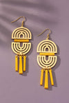 Double arch metal earrings with wood sticks