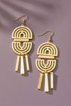 Double arch metal earrings with wood sticks