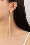 minimalist two herringbone chain drop earrings