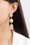 Tufted checker patterned geo shape drop earrings