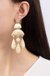 Hammered geo shape chandelier earrings