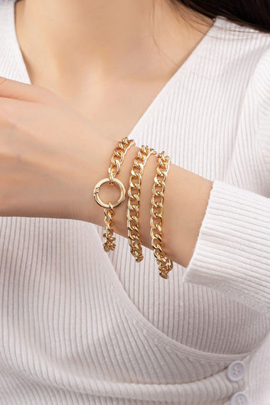 3 chunky curb chain bracelet set