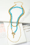 3 row turquoise chain necklace set